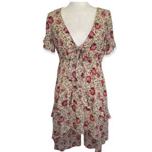 𝅺nasty Gal Playing For Flower High‎ Low Ruffle Midi Dress Size 0